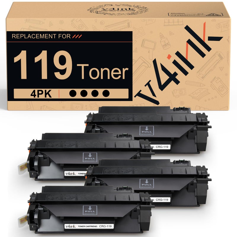 v4ink 4PK Compatible 119 Toner Cartridge Replacement for Canon 119 CRG-119 3479B001AA Toner for Canon ImageClass mf414dw mf416dw mf419dw mf5950dw mf5960dn lbp251dw lbp253dw lbp6300dn Printer - Image 1